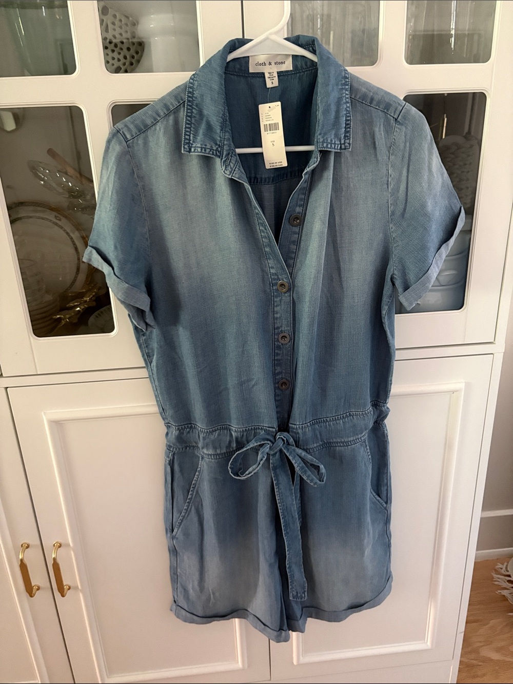 NWT Cloth & Stone chambray shorts romper, S